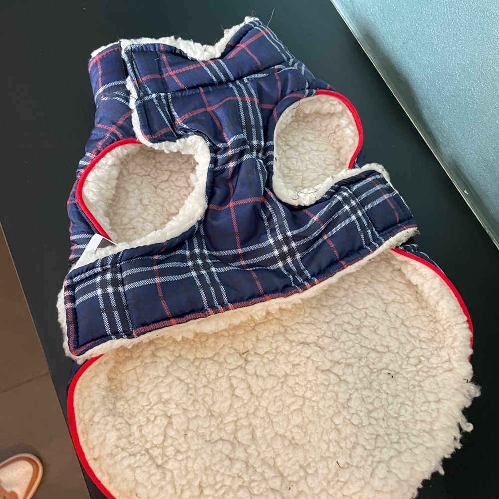 Plaid Dog Vest with Sherpa Lining
